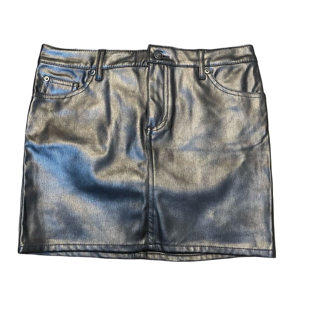 H&M Divided faux leather gray shiny leather mini skirt women size 8. Never worn